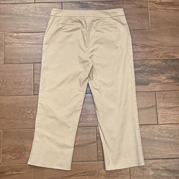 Apostrophe Pants Women’s Khaki Wide Leg Lightweight Capris Stretch Sz 12 - Picture 6 of 7